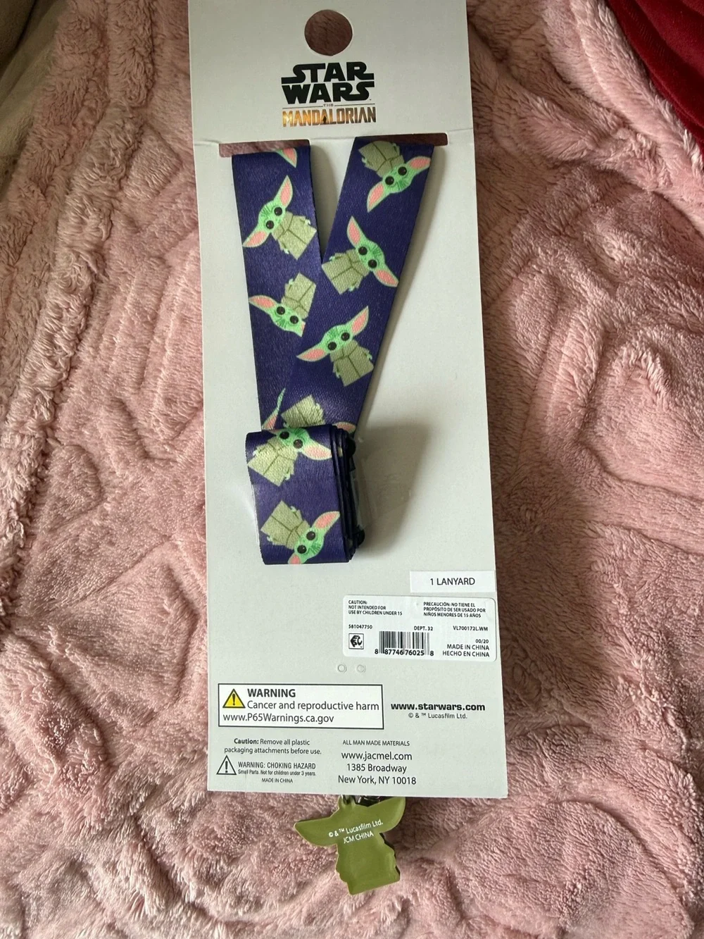 Disney Grogu Purple and Green Key/Card Lanyard with Charm